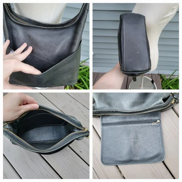 Vintage Coach 9058 Hobo Black Glovetanned Leather Zip Shoulder Bag‎ Daypack - Picture 7 of 8